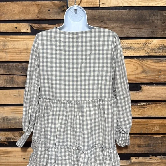 Hayden Los Angeles Smocked Cuff V Neck‎ Tiered Plaid Dress Size Medium NWT - Picture 7 of 11